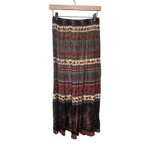 Cross Towne Boho Maxi Skirt Small Multicolor Floral Paisley Rayon India